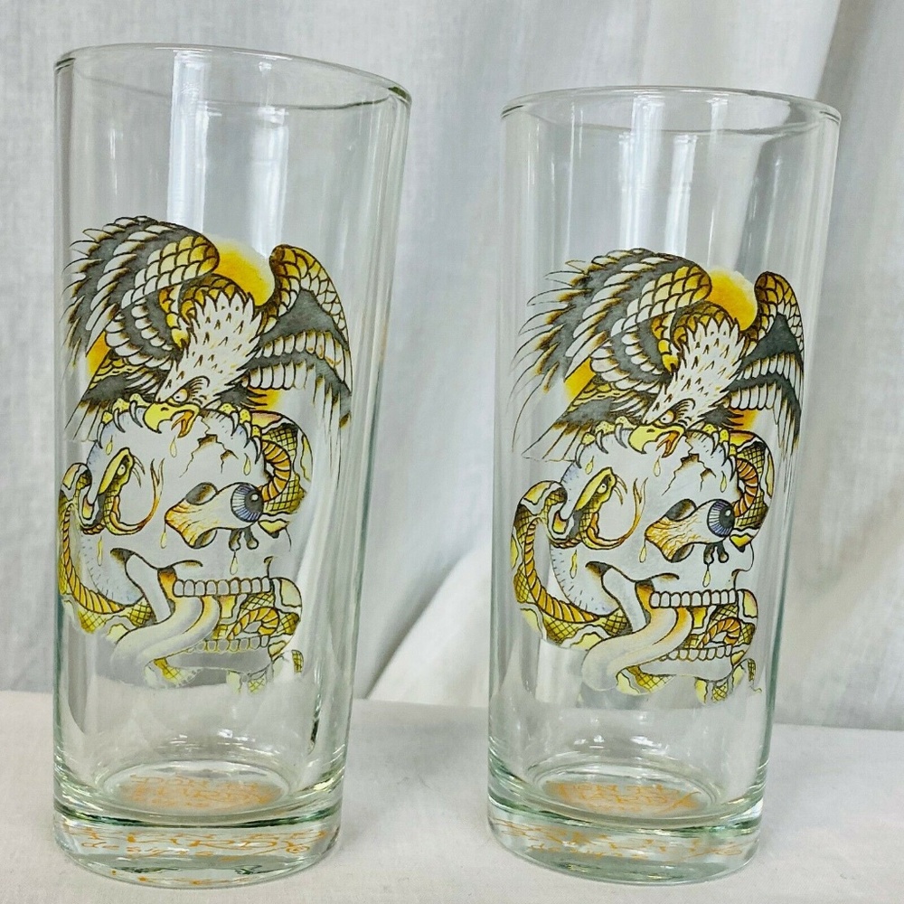 Don Ed Hardy Design Skull Eagle Tall Glasses